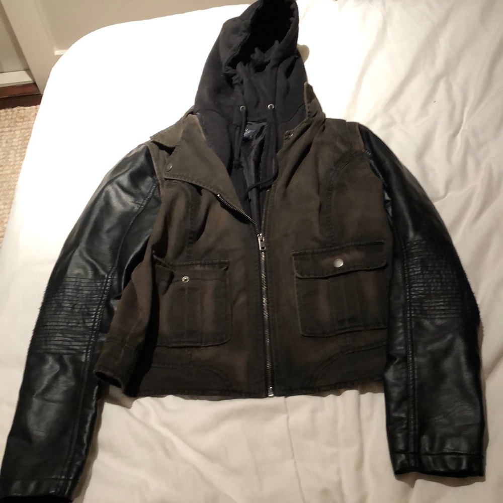 Leather/jean jacket.